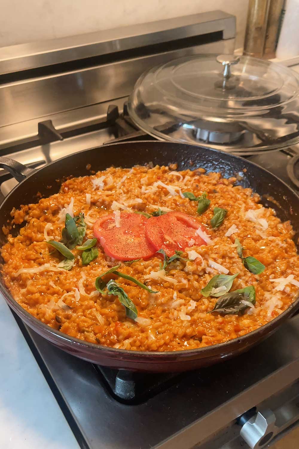 tomato risotto cooked in the oven