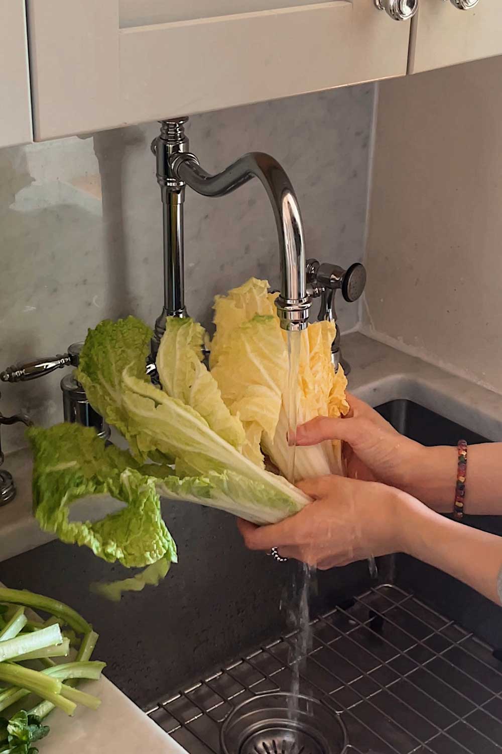 washing-napa-cabbage-leaves